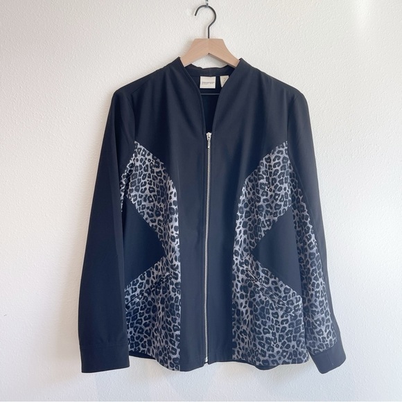 Zenergy by Chicos Womens Jacket size Small 2 leopard Print Zip Up Athletic - Picture 1 of 8
